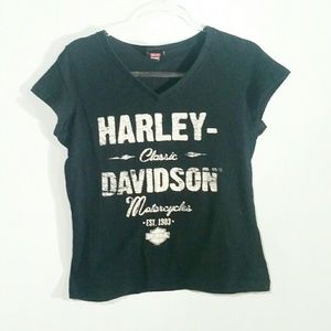 Black Harley-Davidson women's V neck tee XL